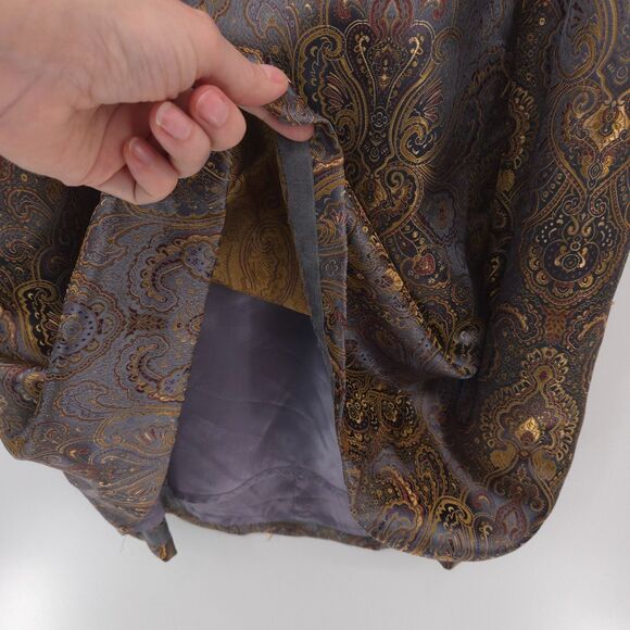 Harold's satin scroll print halter dress Size 6 gold grey knee-length old money - Picture 8 of 9